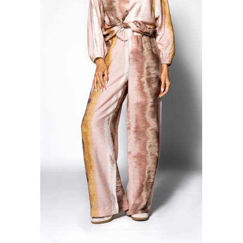 Poools straight regular waist casual broek oudroze afbeelding