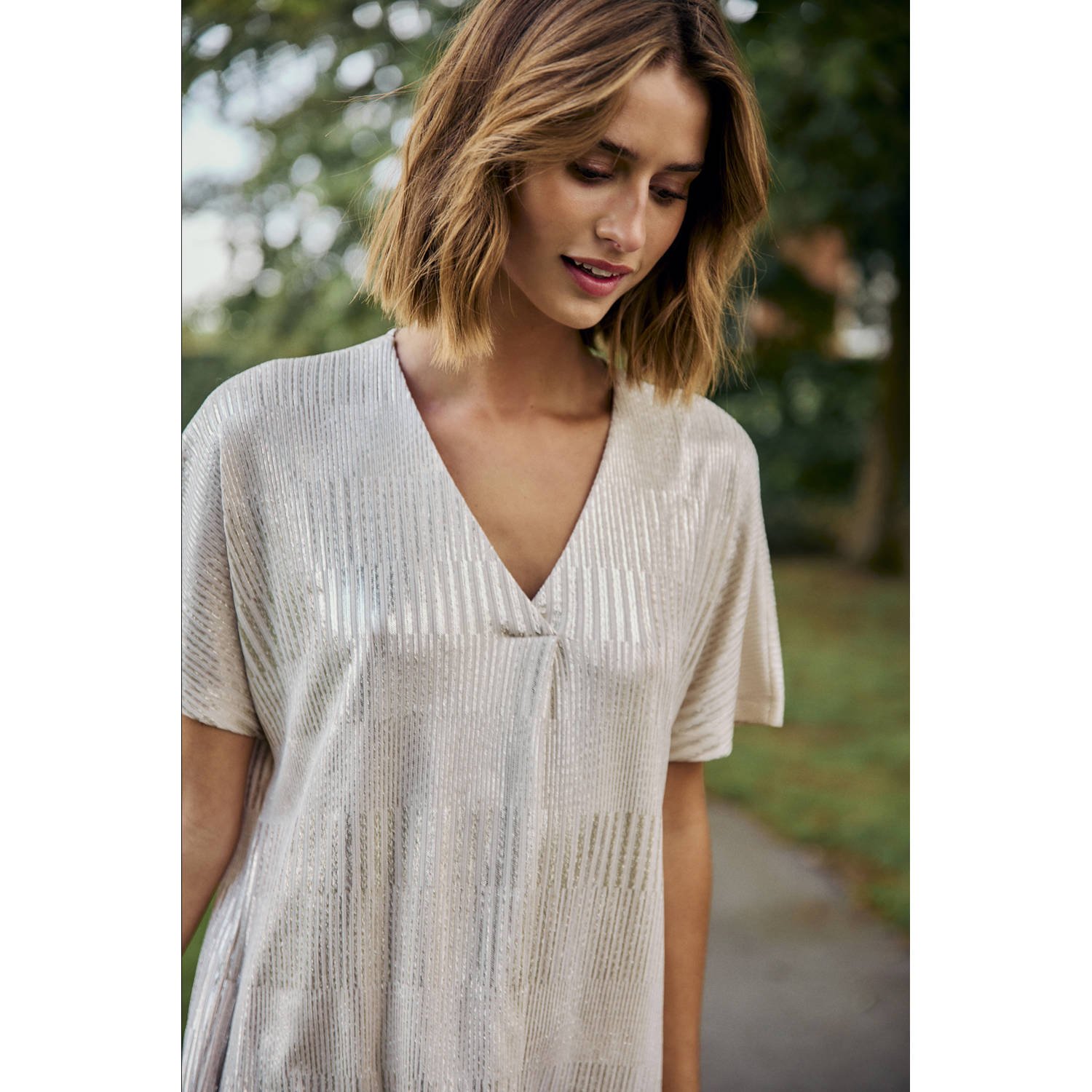 FREEQUENT met lurex ecru