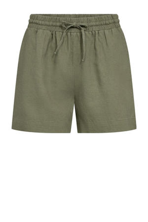 linnen regular waist casual short groen