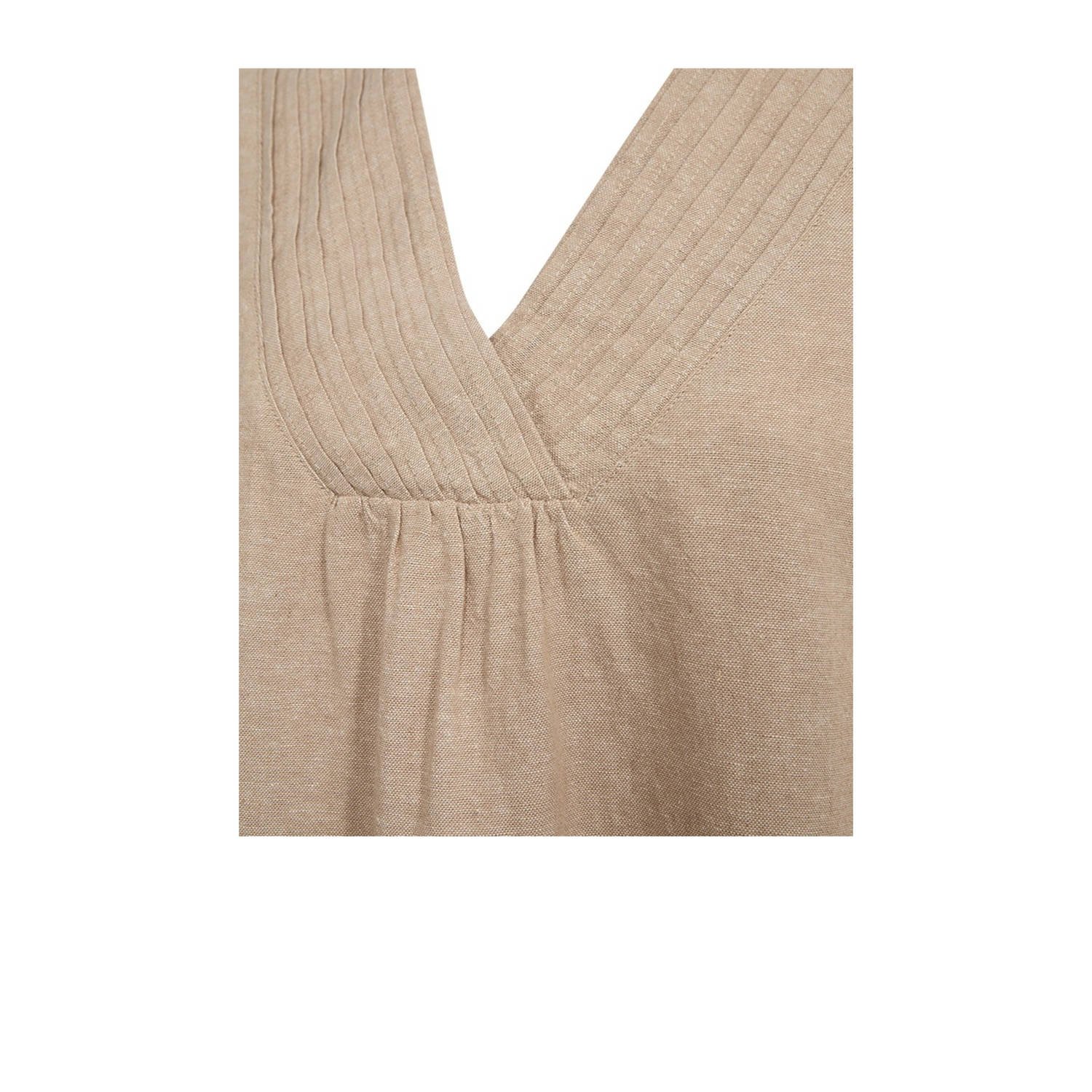 FREEQUENT linnen zomerjurk beige