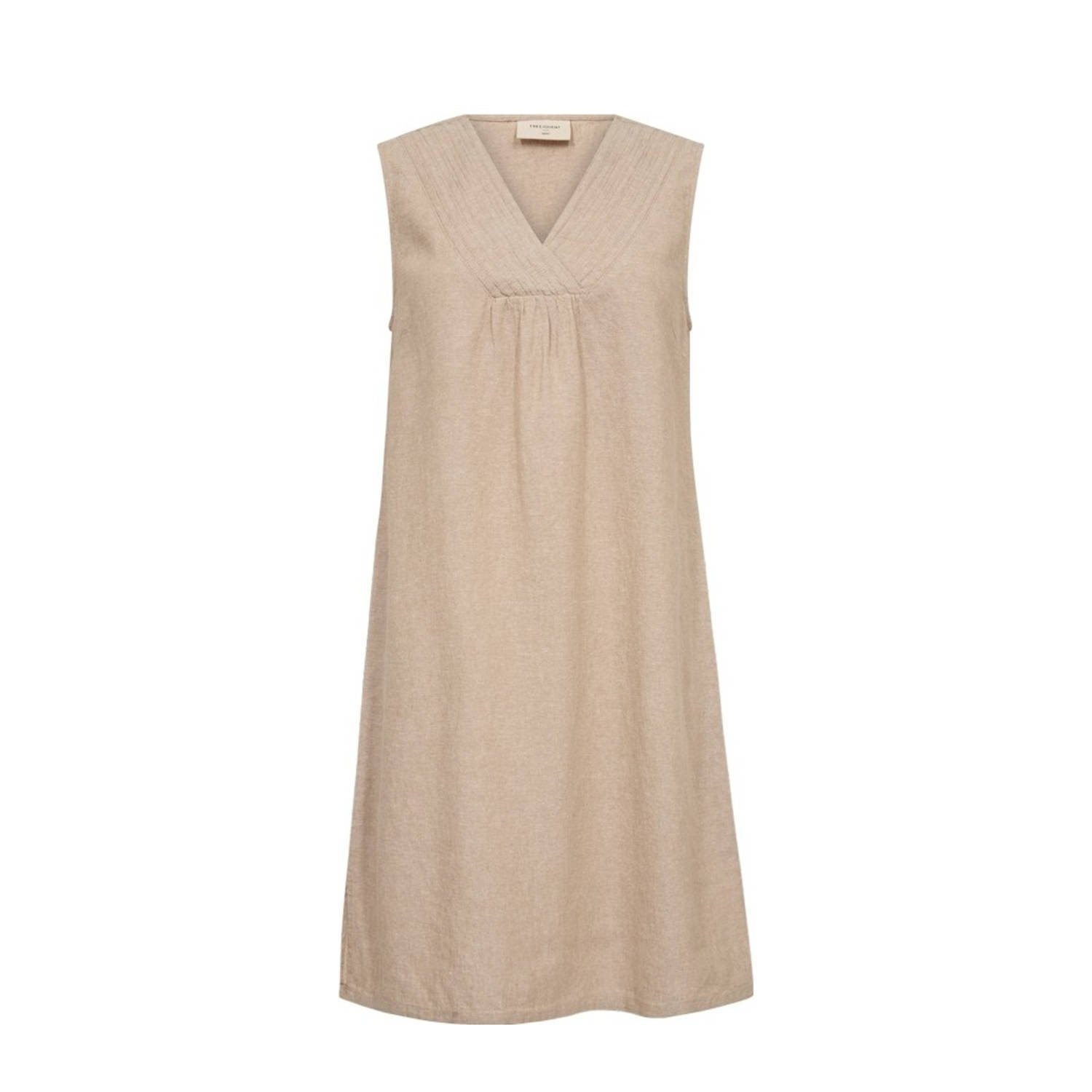 FREEQUENT linnen zomerjurk beige