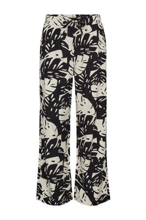wide leg regular waist broek zwart