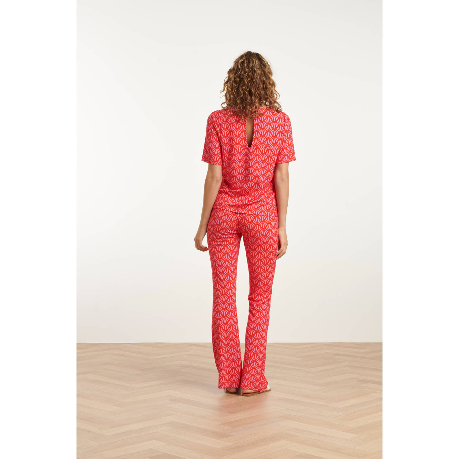 Smashed Lemon flared high waist broek rood