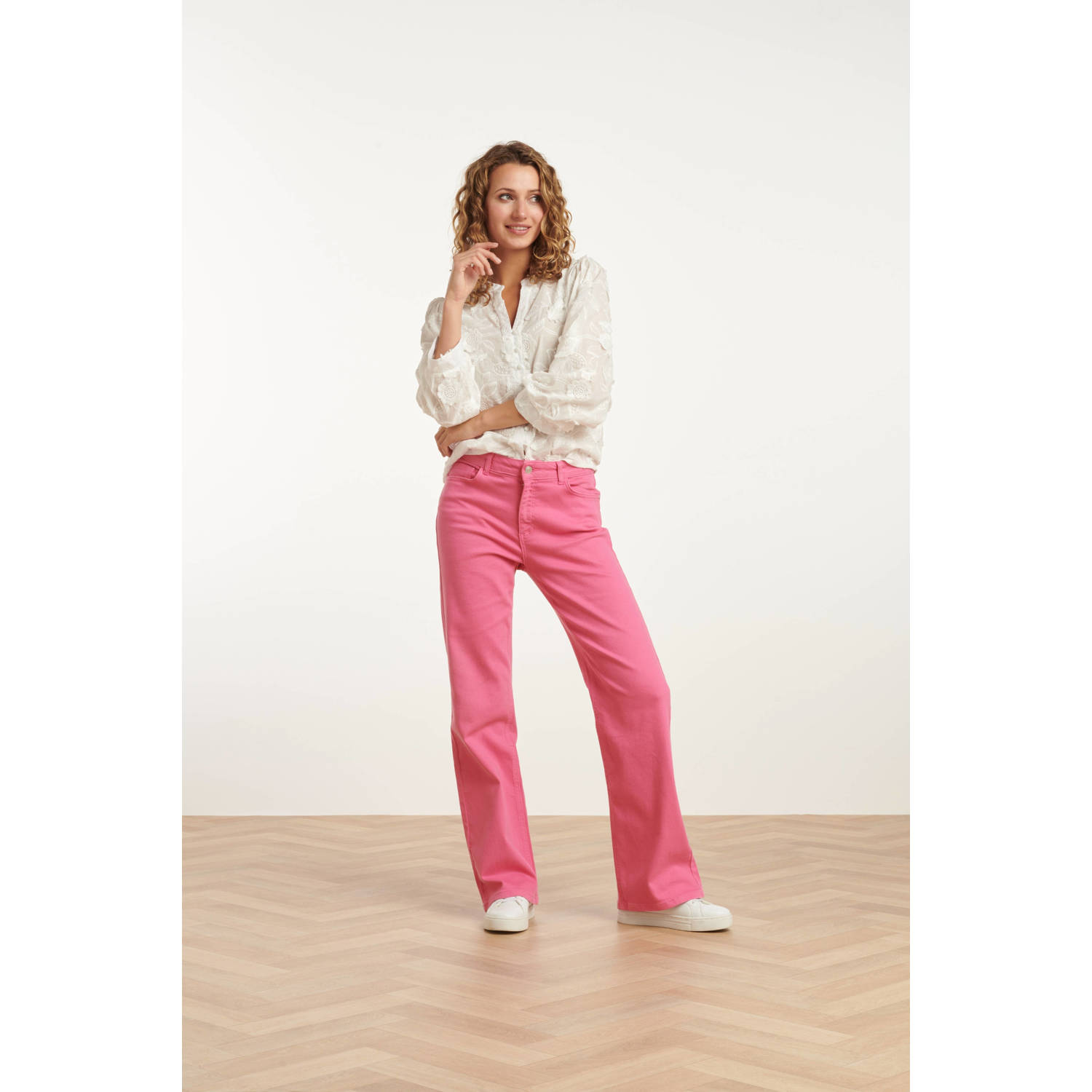 Smashed Lemon high waist flared jeans roze
