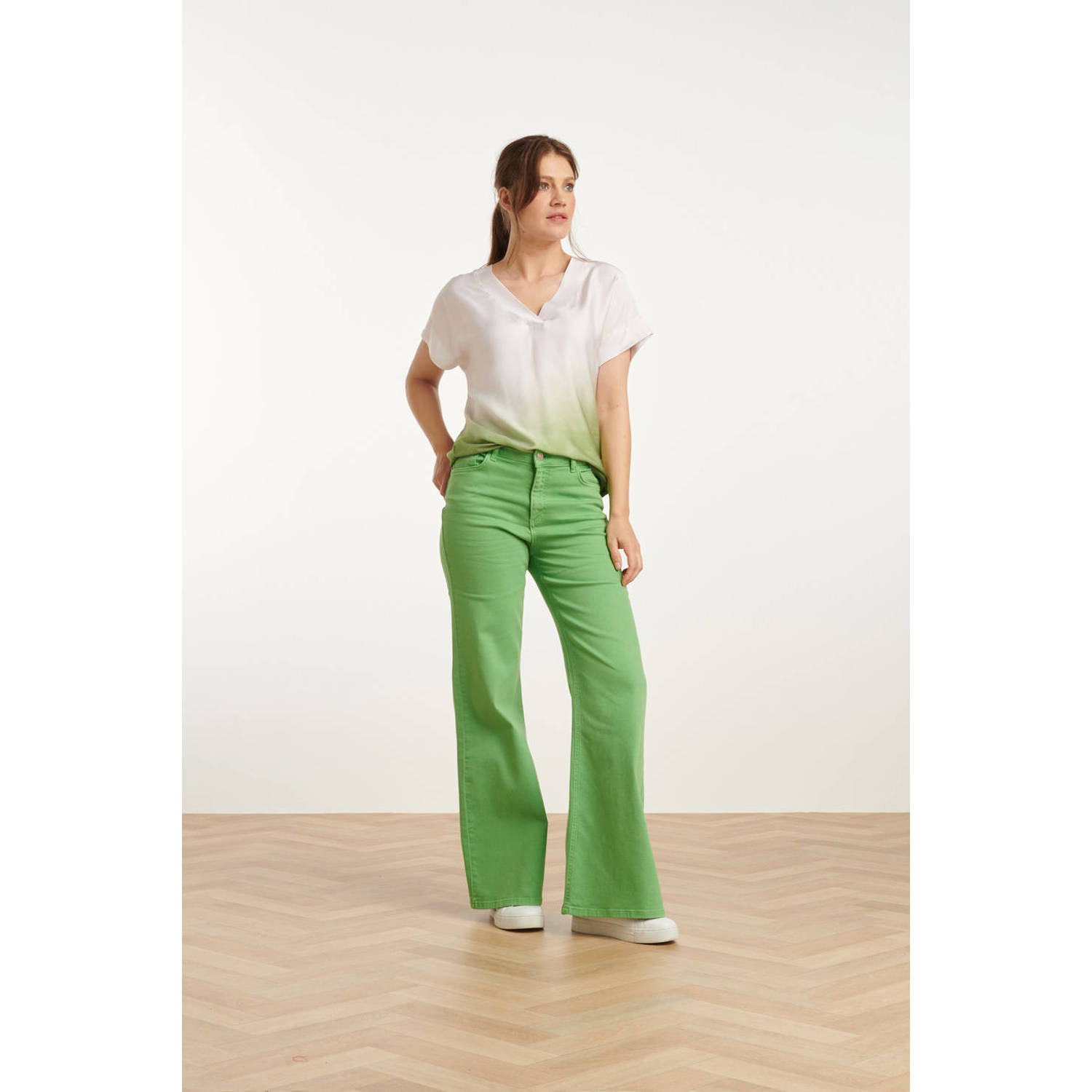 Smashed Lemon flared jeans groen