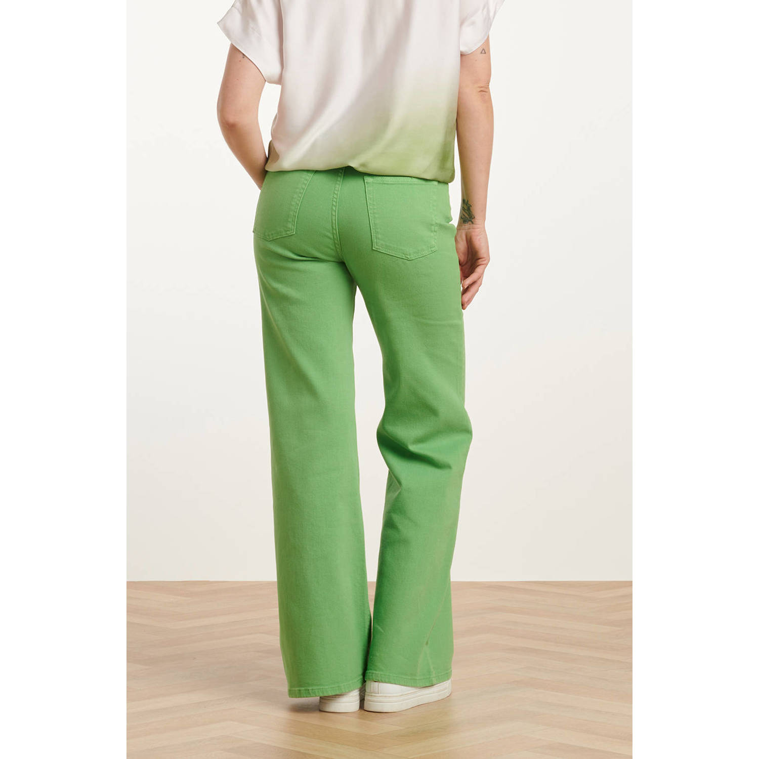 Smashed Lemon flared jeans groen