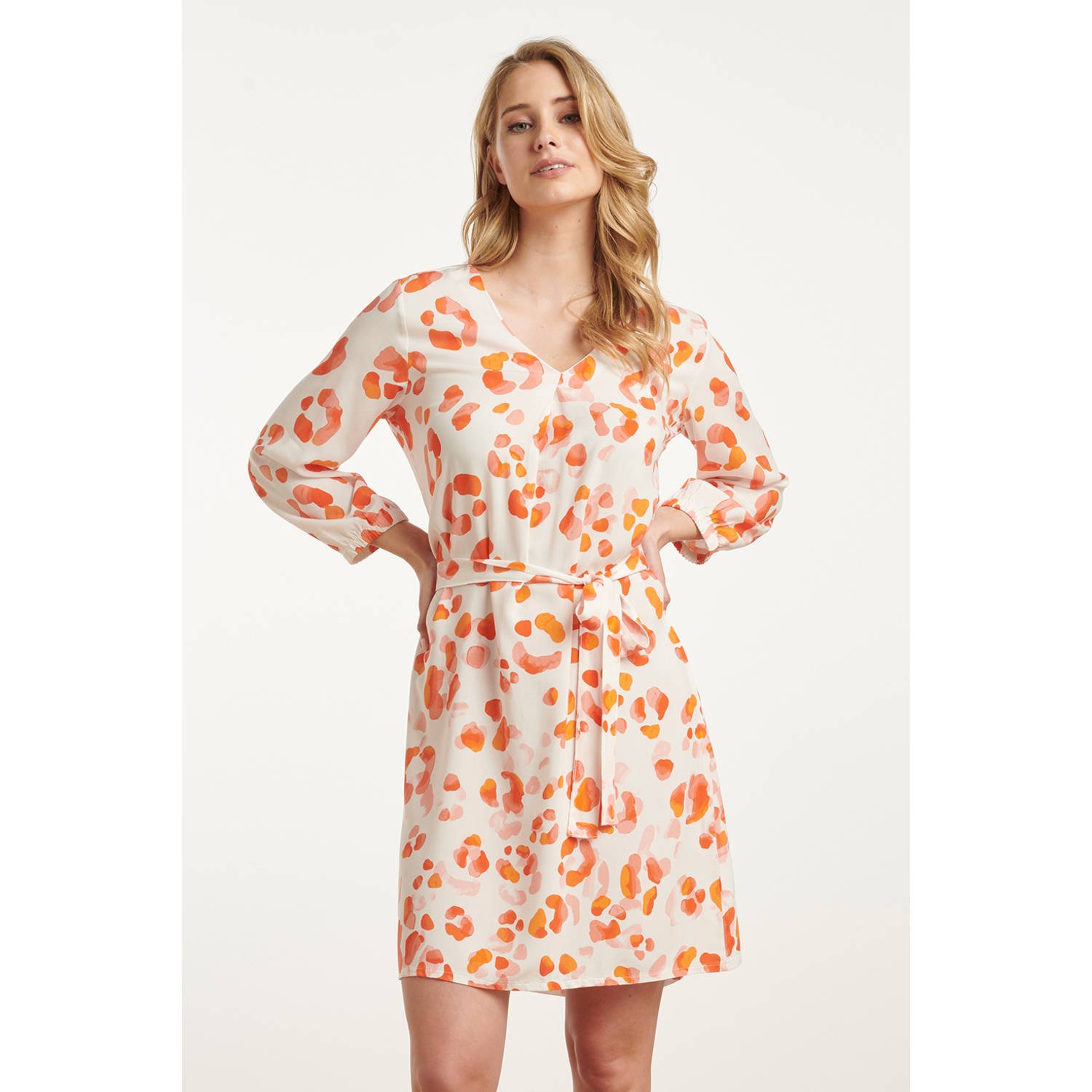 Smashed Lemon jurk oranje ecru