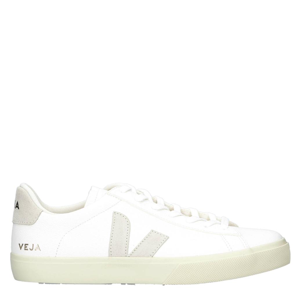 Wit en grijze heren Veja Campo leren sneakers met veters en logo