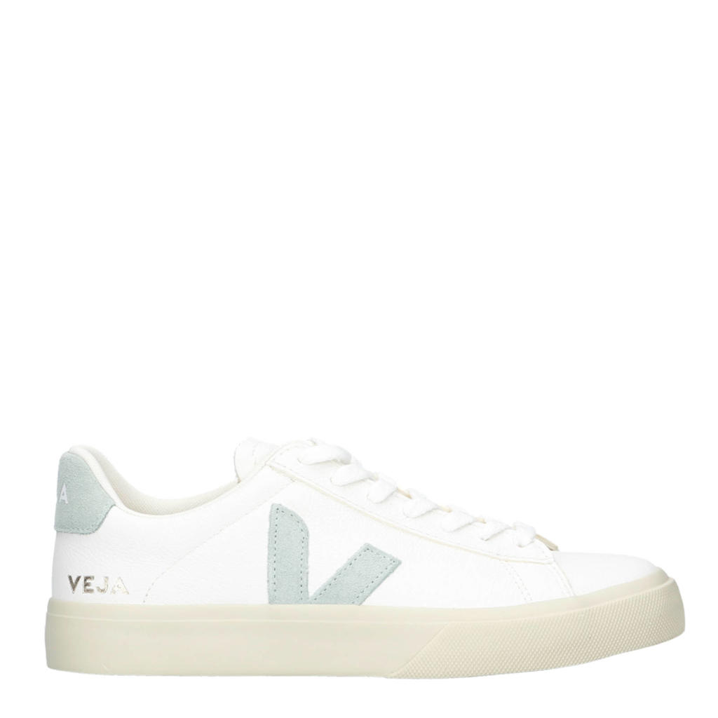 Witte dames Veja Campo leren sneakers met veters en logo