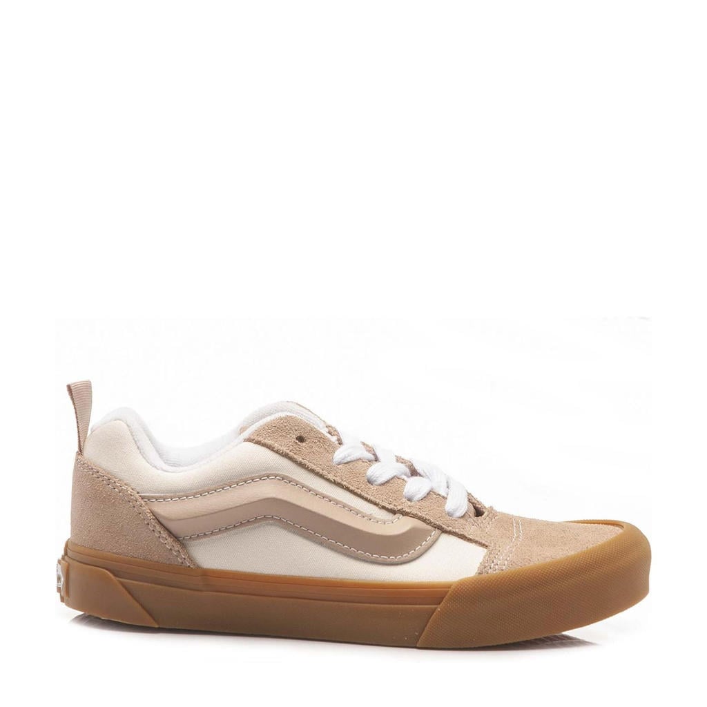 Beige en lichtbruine jongens en meisjes VANS Knu Skool sneakers van suède/voering: textiel/voetbed: textiel met veters