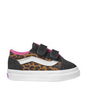 thumbnail: Zwart, camel en roze jongens en meisjes VANS Old Skool V sneakers van canvas/voering: textiel/voetbed: eva met klittenband en dierenprint