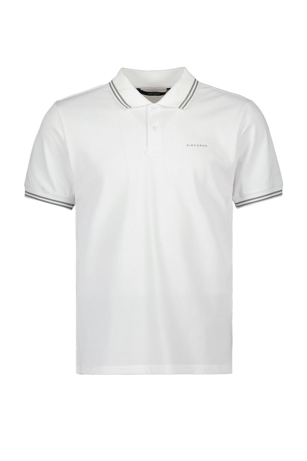 Witte heren Airforce regular polo van katoen met effen, korte mouwen en knoopsluiting