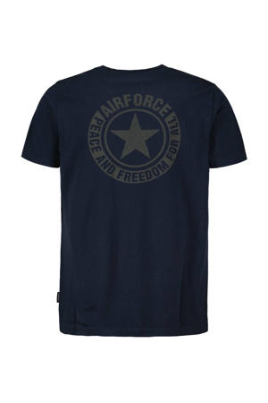 regular T-shirt met backprint donkerblauw