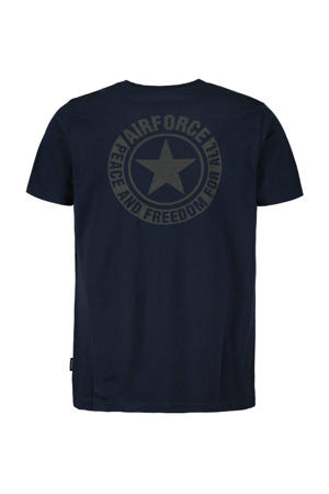 regular T-shirt met backprint donkerblauw