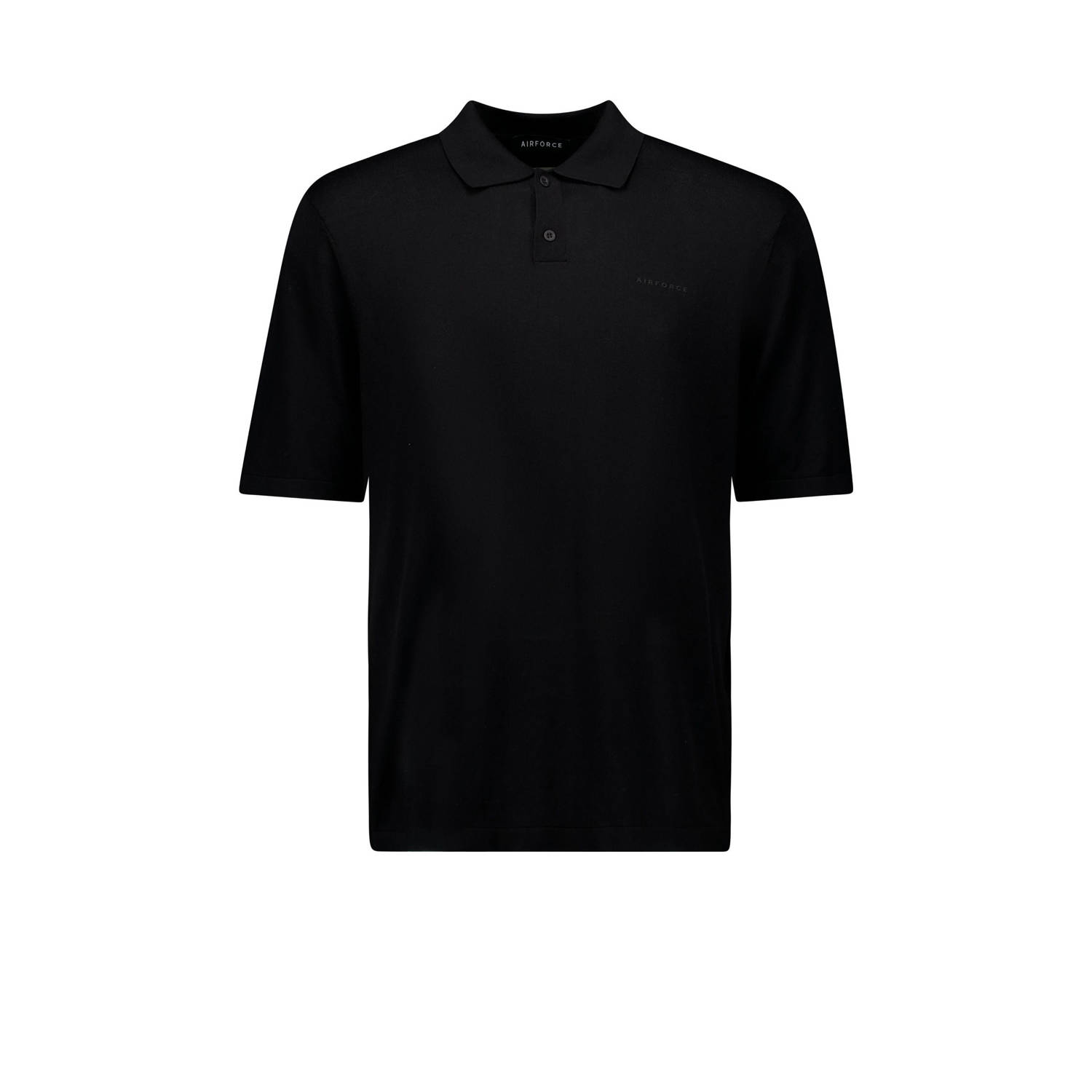 Airforce regular polo fijn gebreid zwart