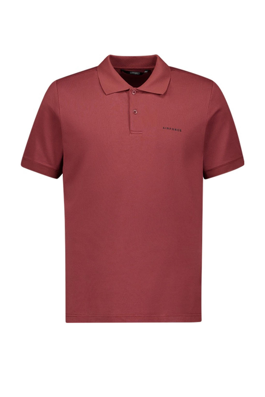 Roodbruine heren Airforce regular polo bruin van katoen met effen, korte mouwen, klassieke kraag en knoopsluiting