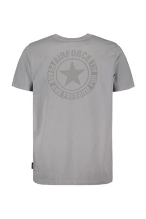 regular T-shirt met backprint grijs