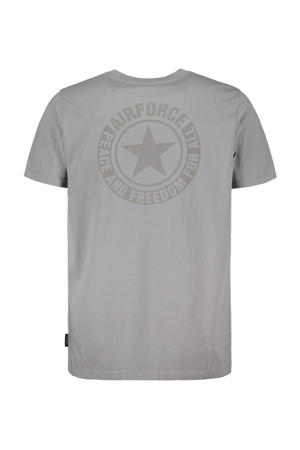 regular T-shirt met backprint grijs