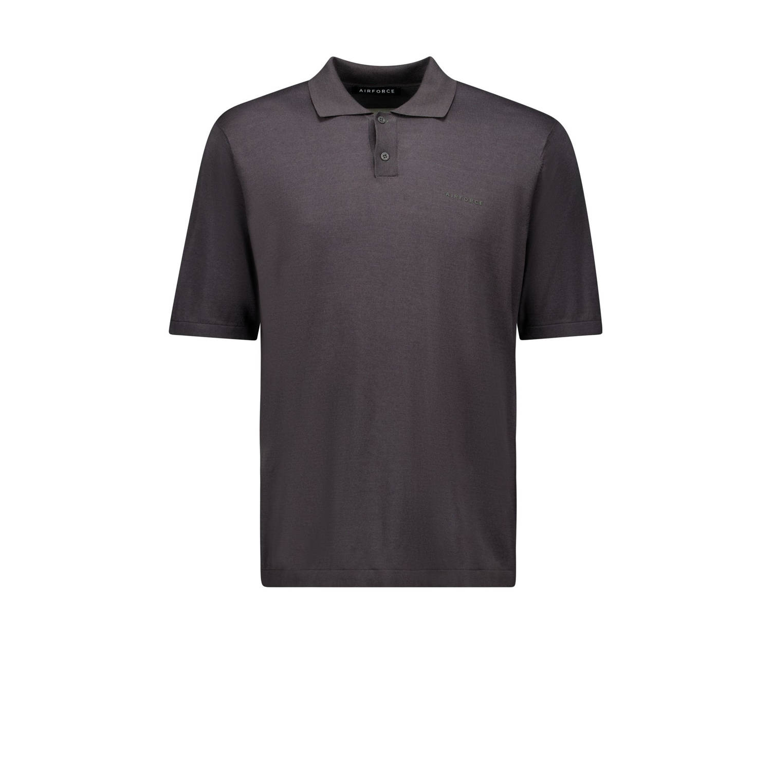 Airforce regular polo fijn gebreid antraciet