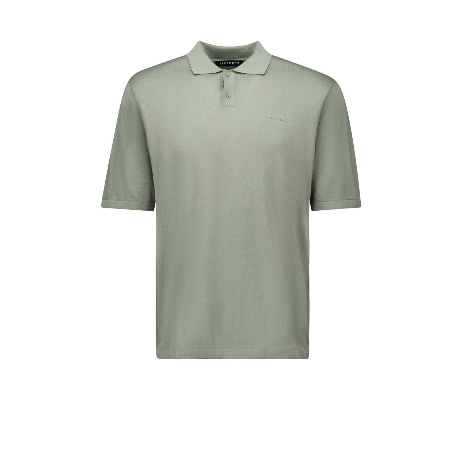 Airforce regular polo fijn gebreid groen
