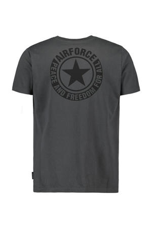 regular T-shirt met backprint grijs