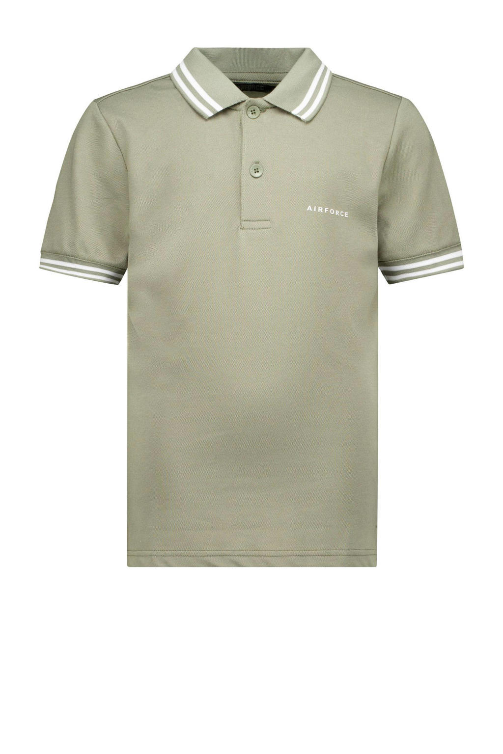 Groene heren Airforce regular polo van katoen met effen, korte mouwen, klassieke kraag en knoopsluiting