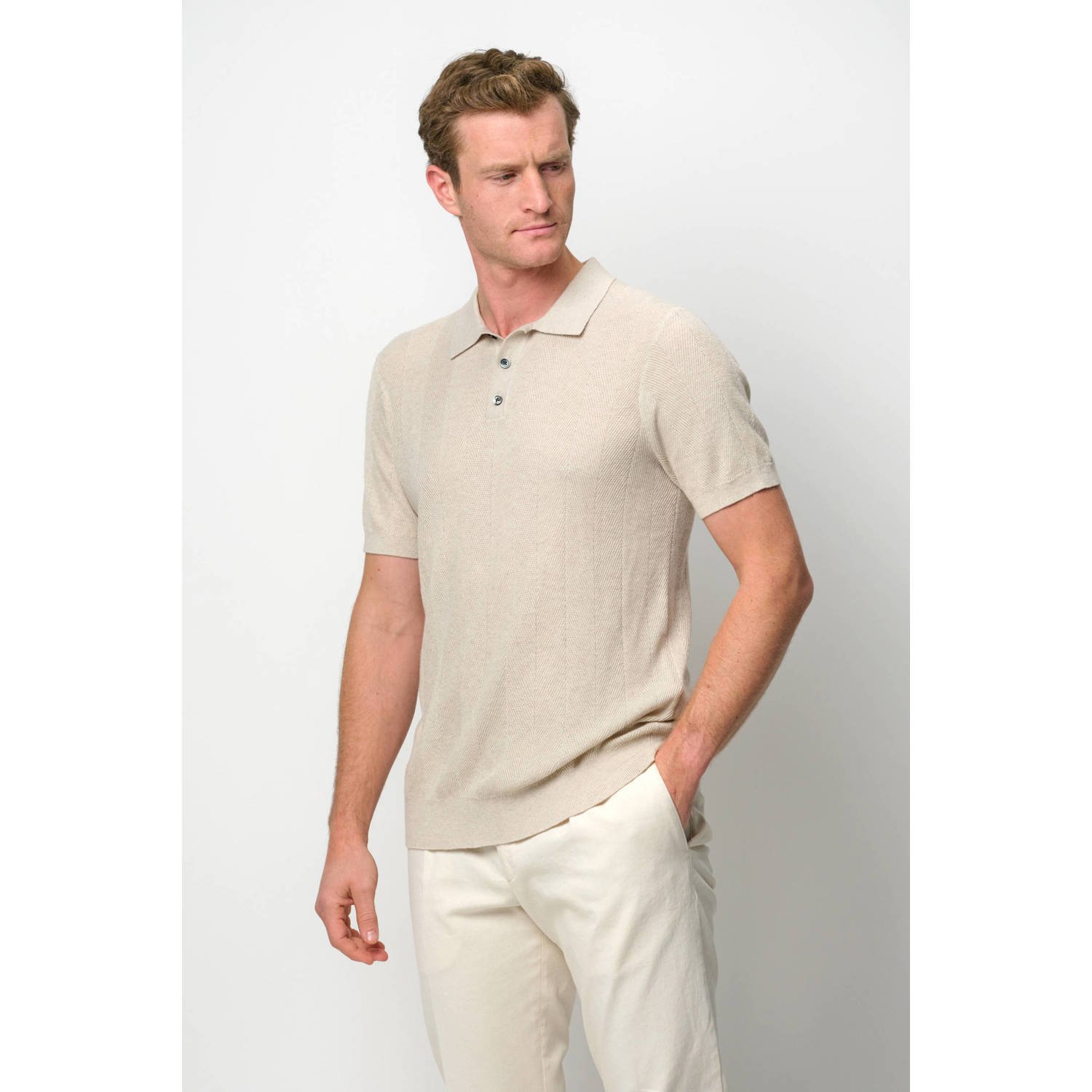 PROFUOMO Heren Polo's & T-shirts Polo Short Sleeve Beige