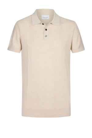 regular polo met ingebreid patroon ecru