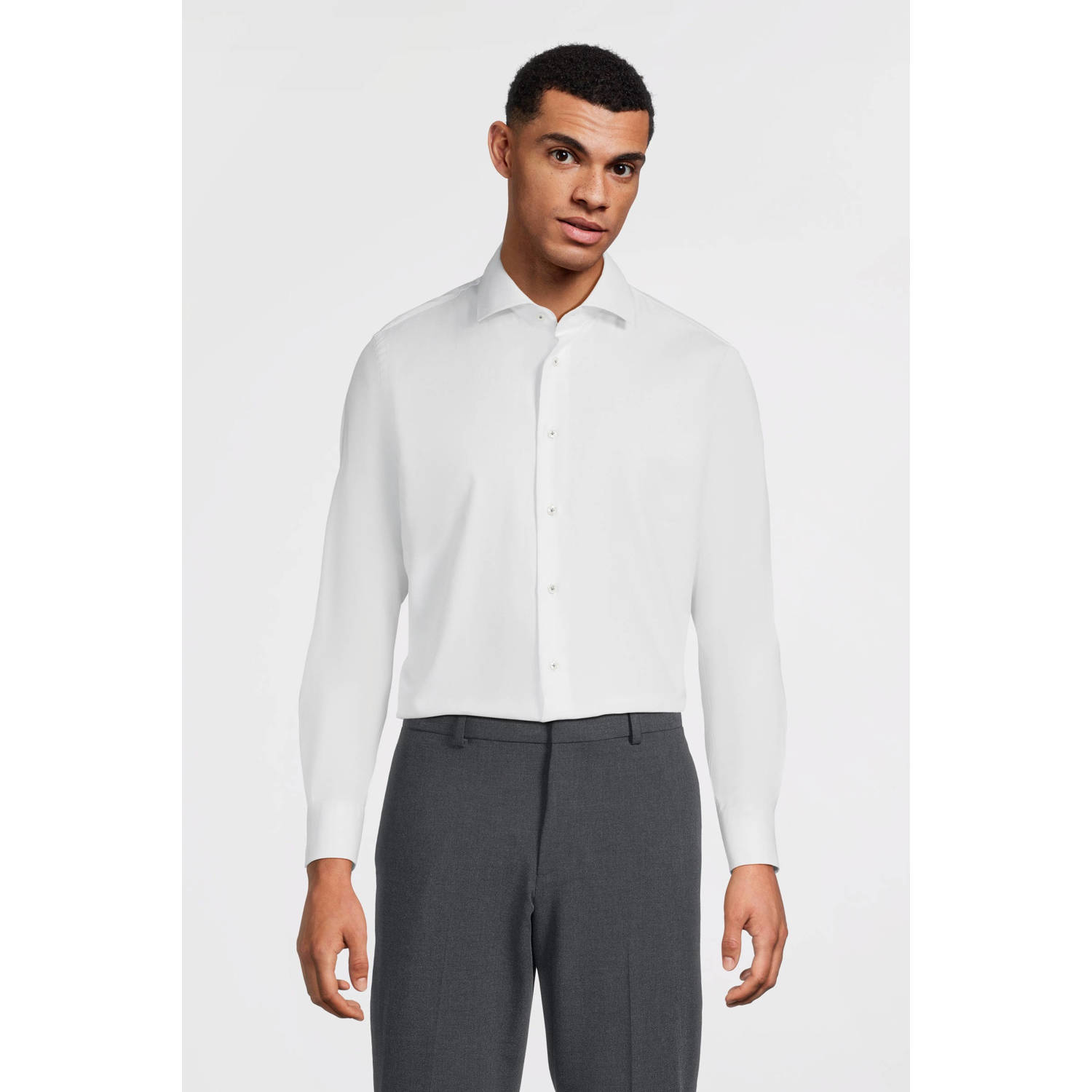 Profuomo Slim fit zakelijk overhemd met kentkraag model 'Cutaway'