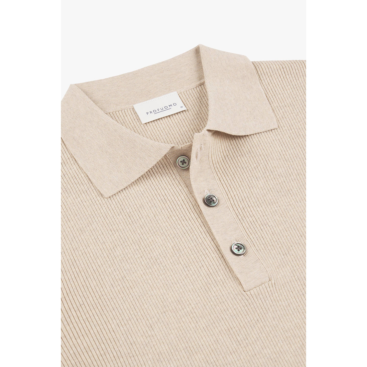 Profuomo regular polo gebreid beige
