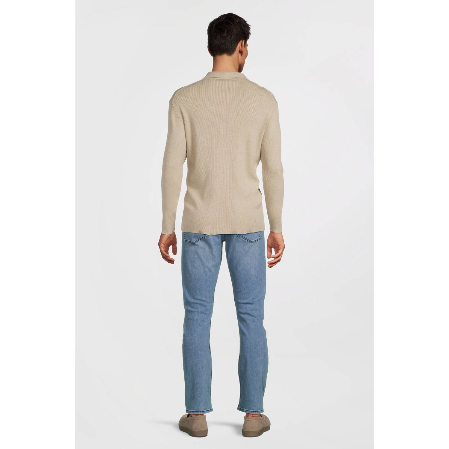 Profuomo regular polo gebreid beige