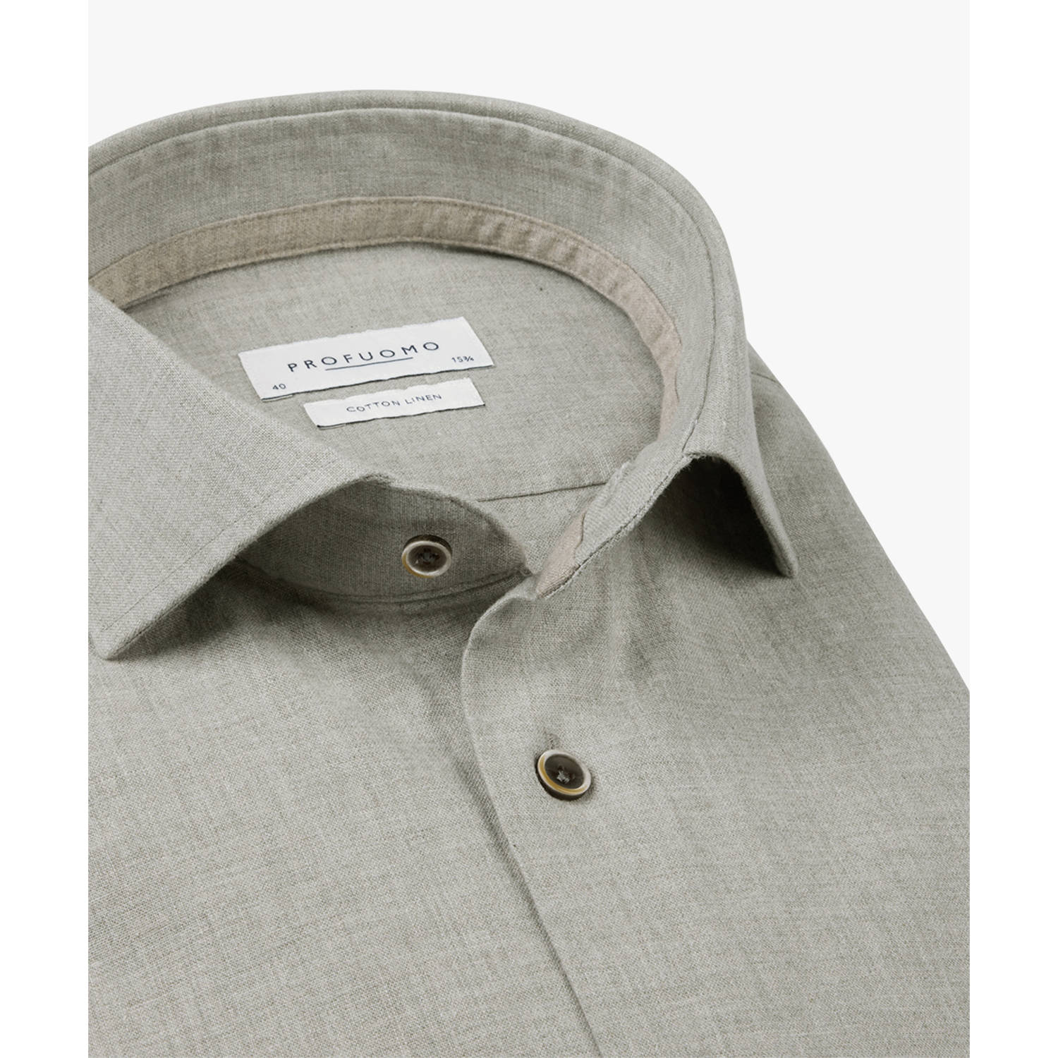 Profuomo linnen casual overhemd groen