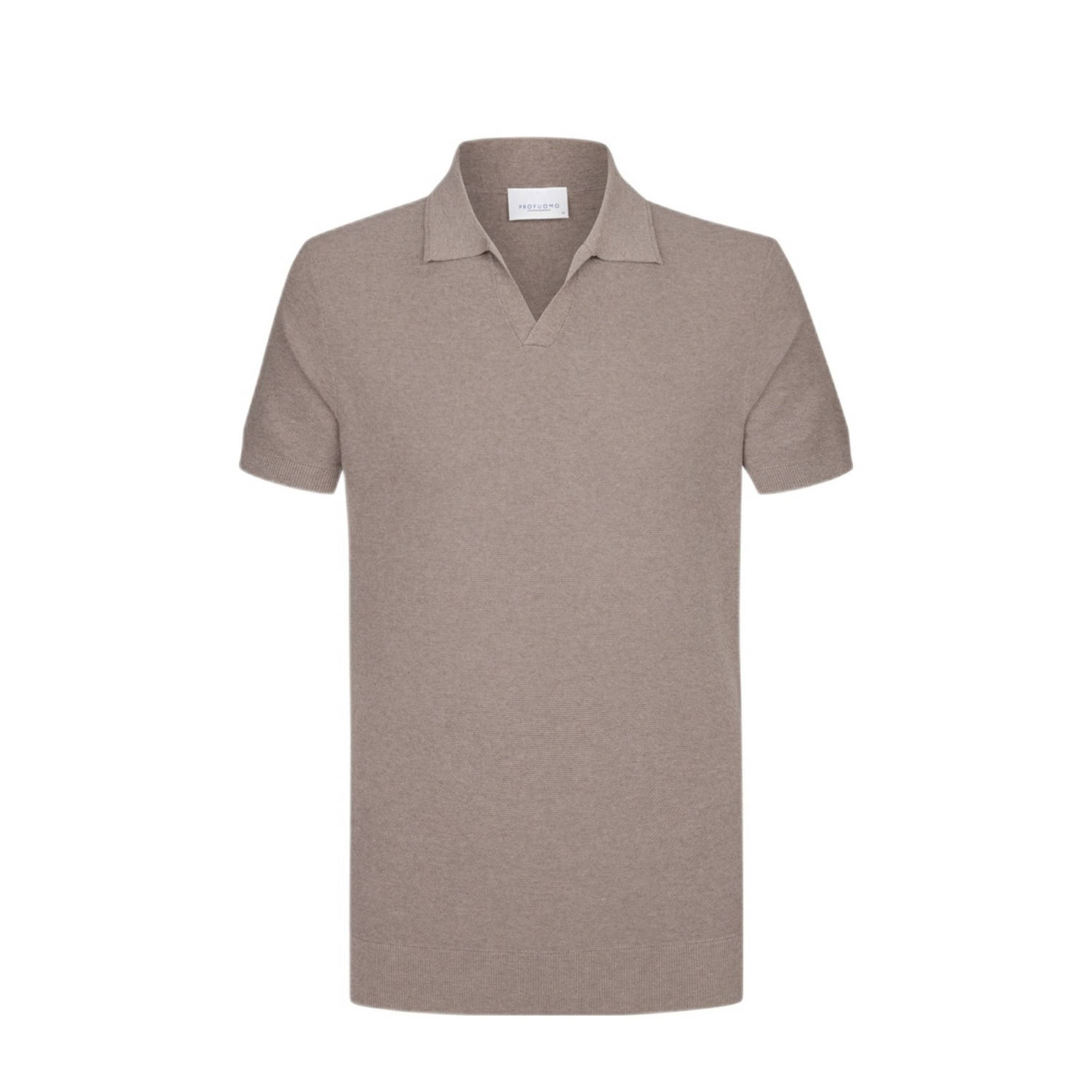 Profuomo regular polo gebreid bruin