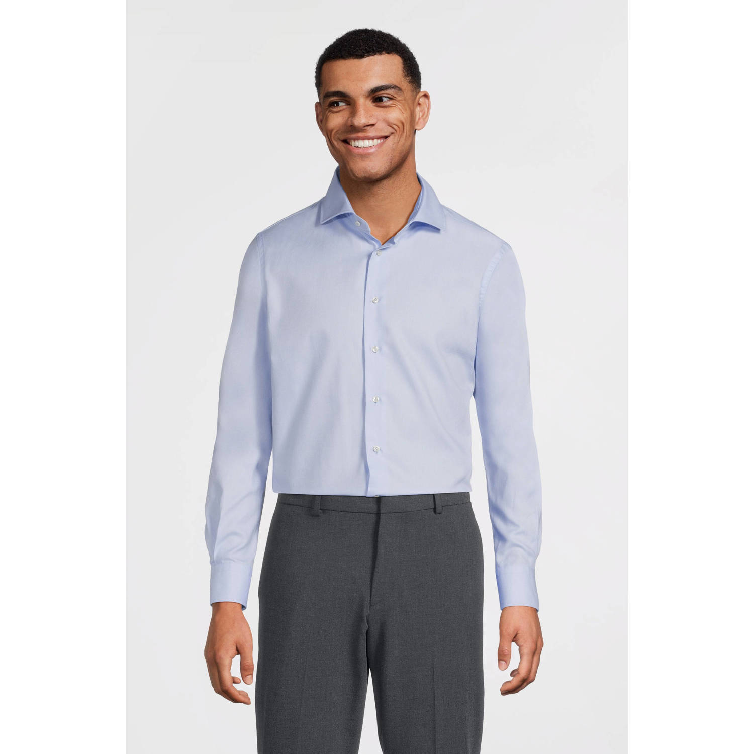 Profuomo Slim fit zakelijk overhemd met kentkraag model 'Cutaway'
