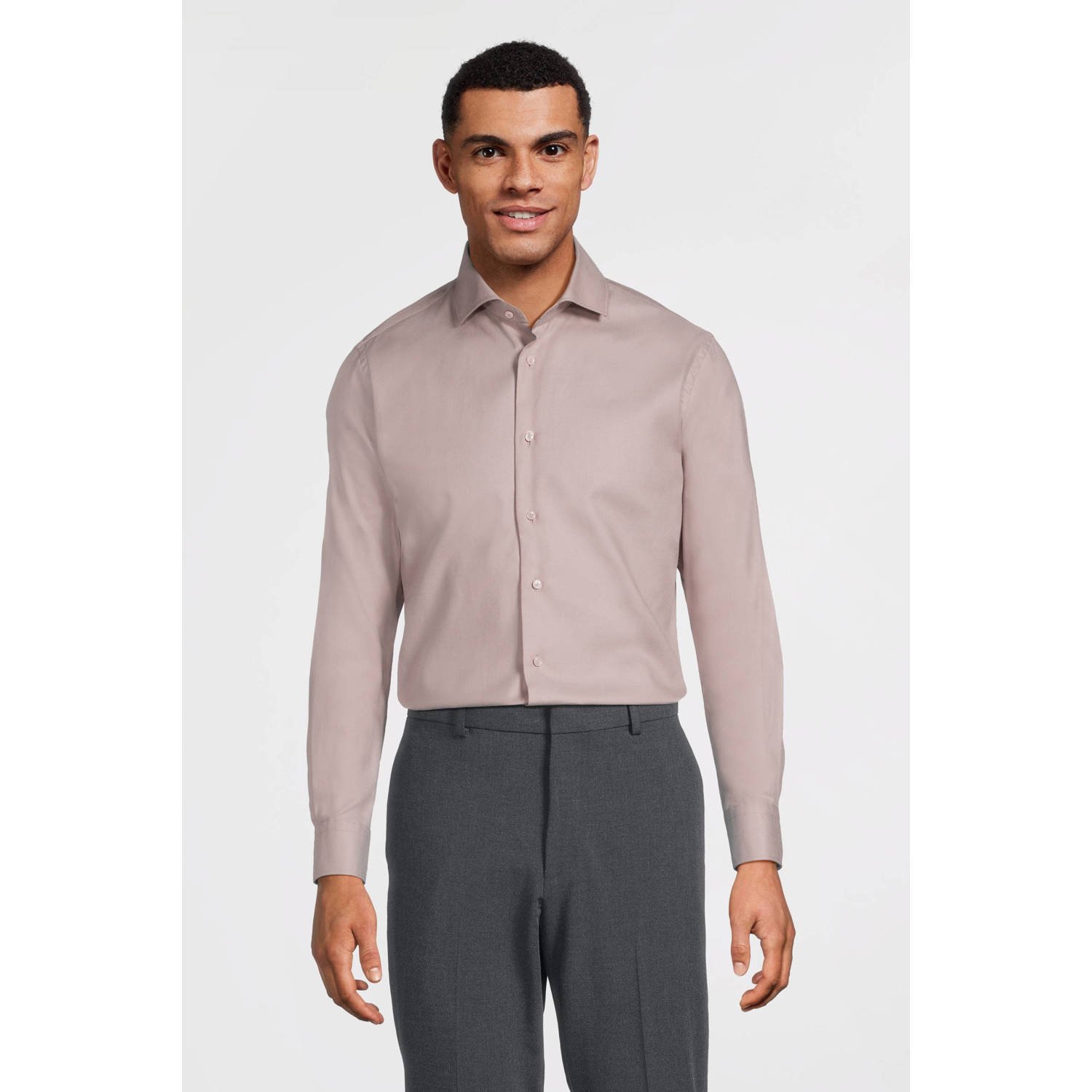 Profuomo Slim fit zakelijk overhemd met kentkraag model 'Cutaway'