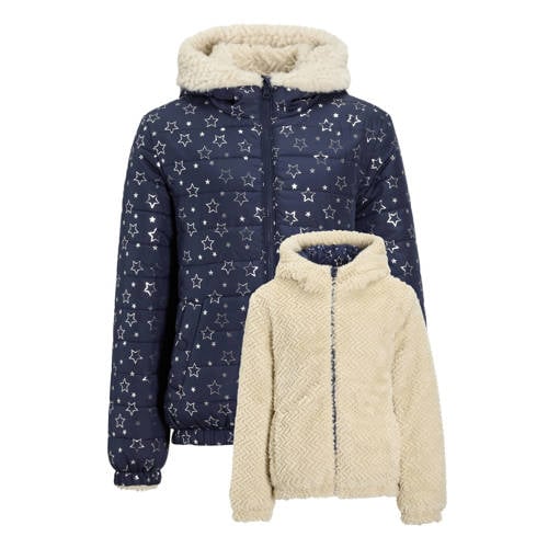 anytime reversible jas textured bont sterrenprint afbeelding