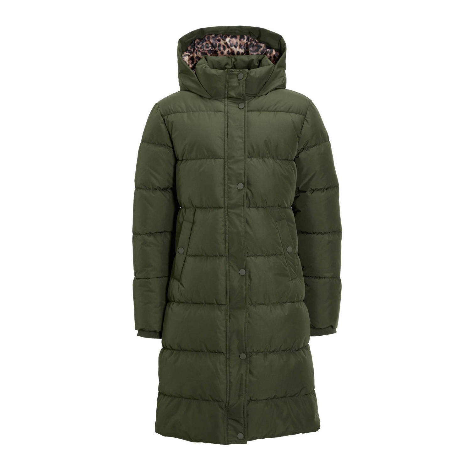 Anytime long padded jas groen