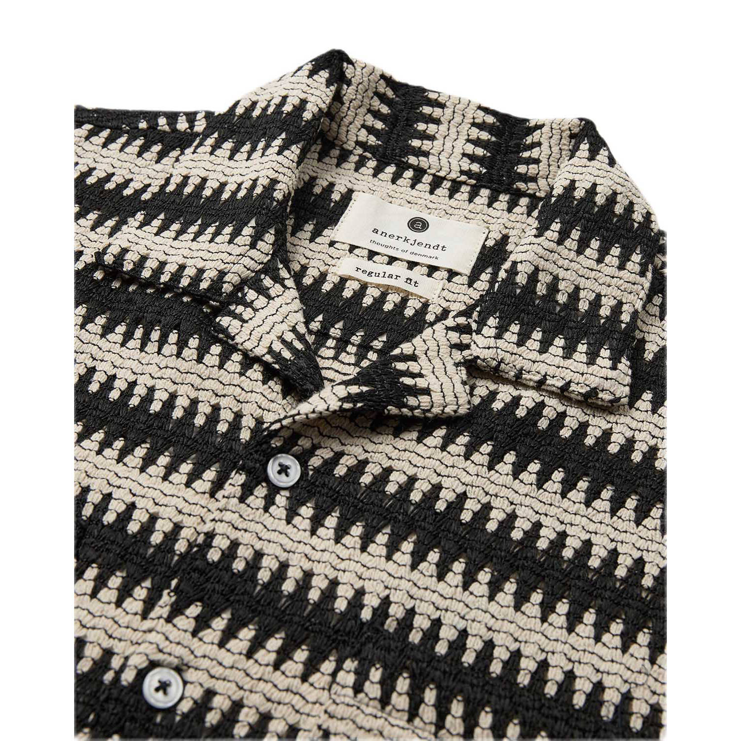 Anerkjendt casual overhemd met textuur beige zwart