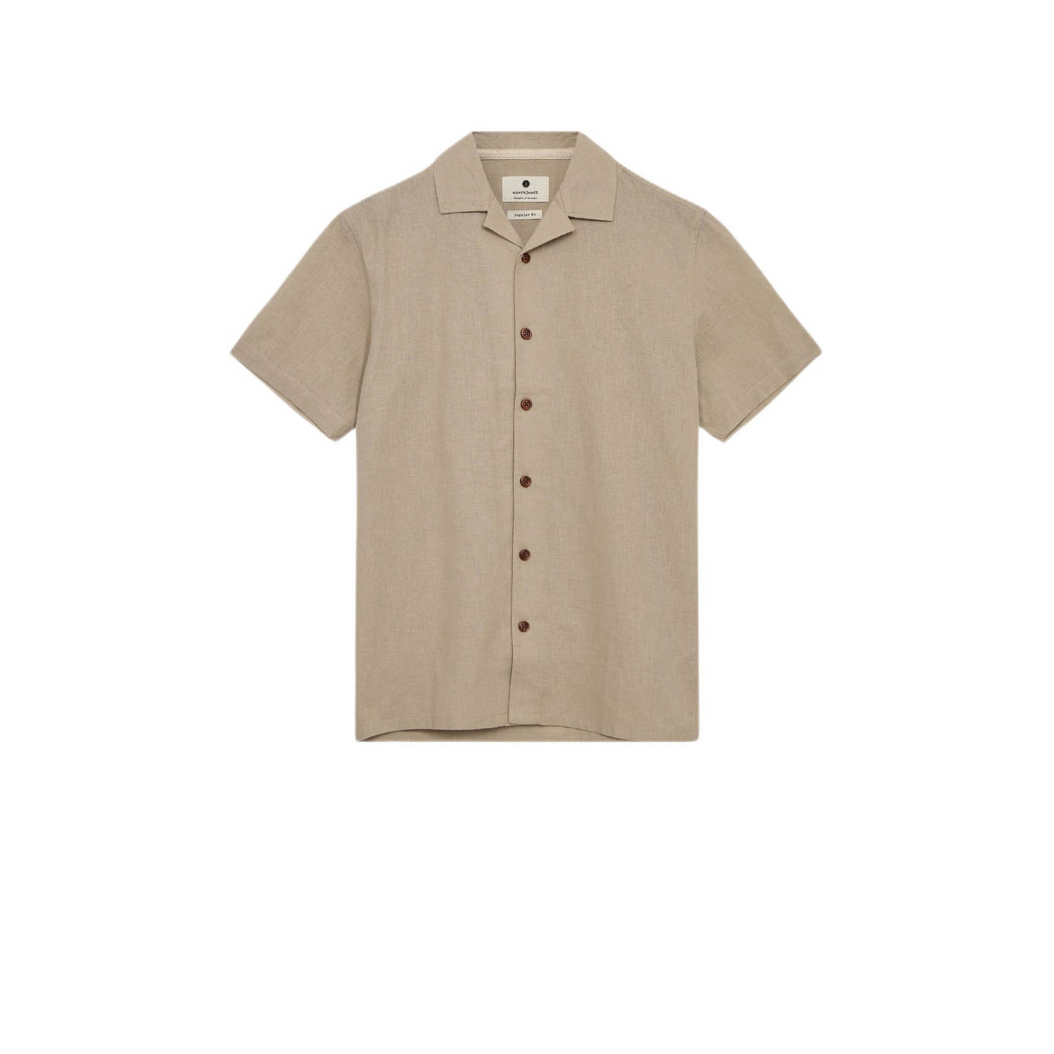 ANERKJENDT Heren Overhemden Akleo Sss Cot linen Shirt Beige