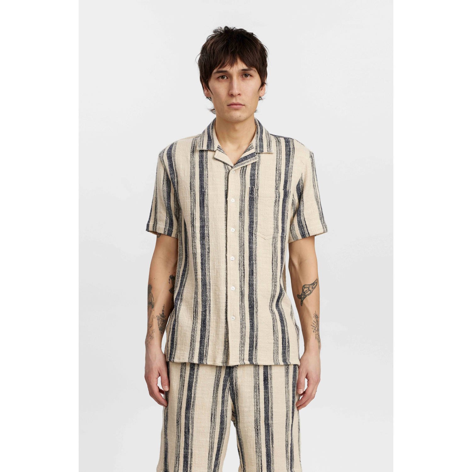 ANERKJENDT Heren Overhemden Akleon Structure S s Shirt Beige
