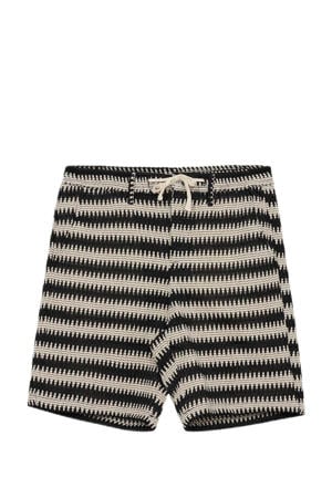 regular casual short met textuur beige /zwart