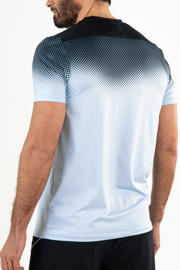 thumbnail: Lichtblauwe heren Sjeng Sports tennisshirt Benico van polyester met meerkleurige print, korte mouwen en ronde hals
