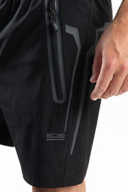 thumbnail: Zwarte heren Sjeng Sports sportshort Ledger van polyester met elastische tailleband met koord en effen