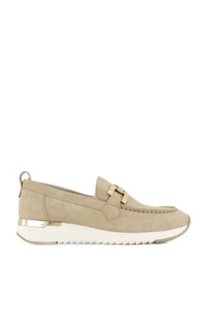 leren instappers beige