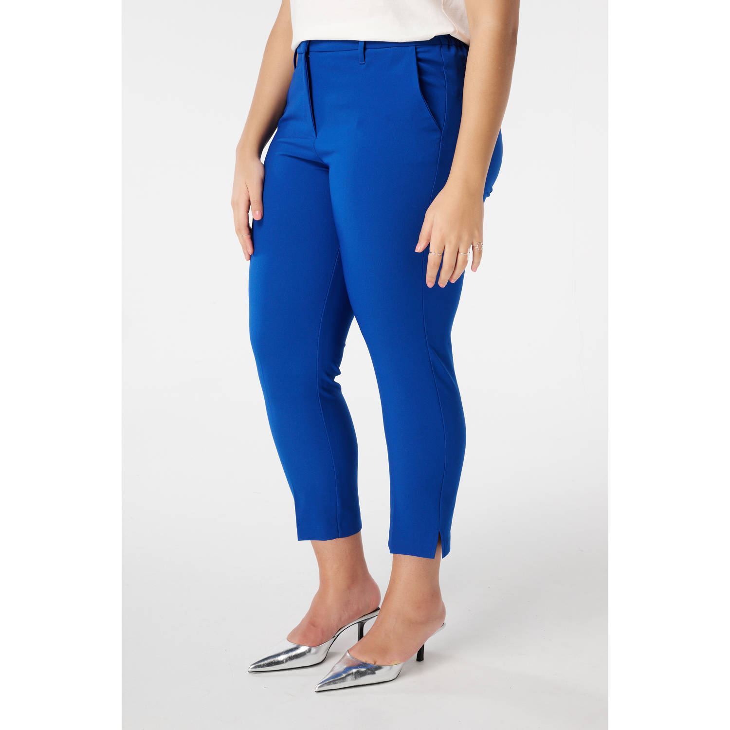 MS Mode straight regular waist pantalon blauw