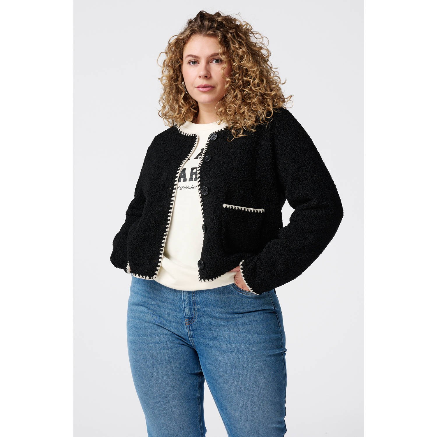 MS Mode vest zwart fijn gebreid