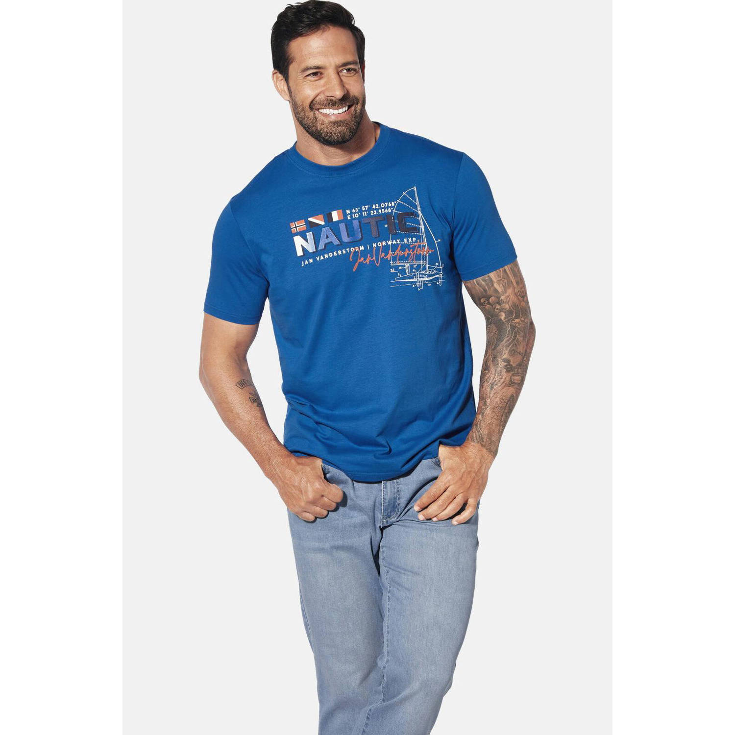 Jan Vanderstorm T-shirt Plus Size SVENHELM blauw