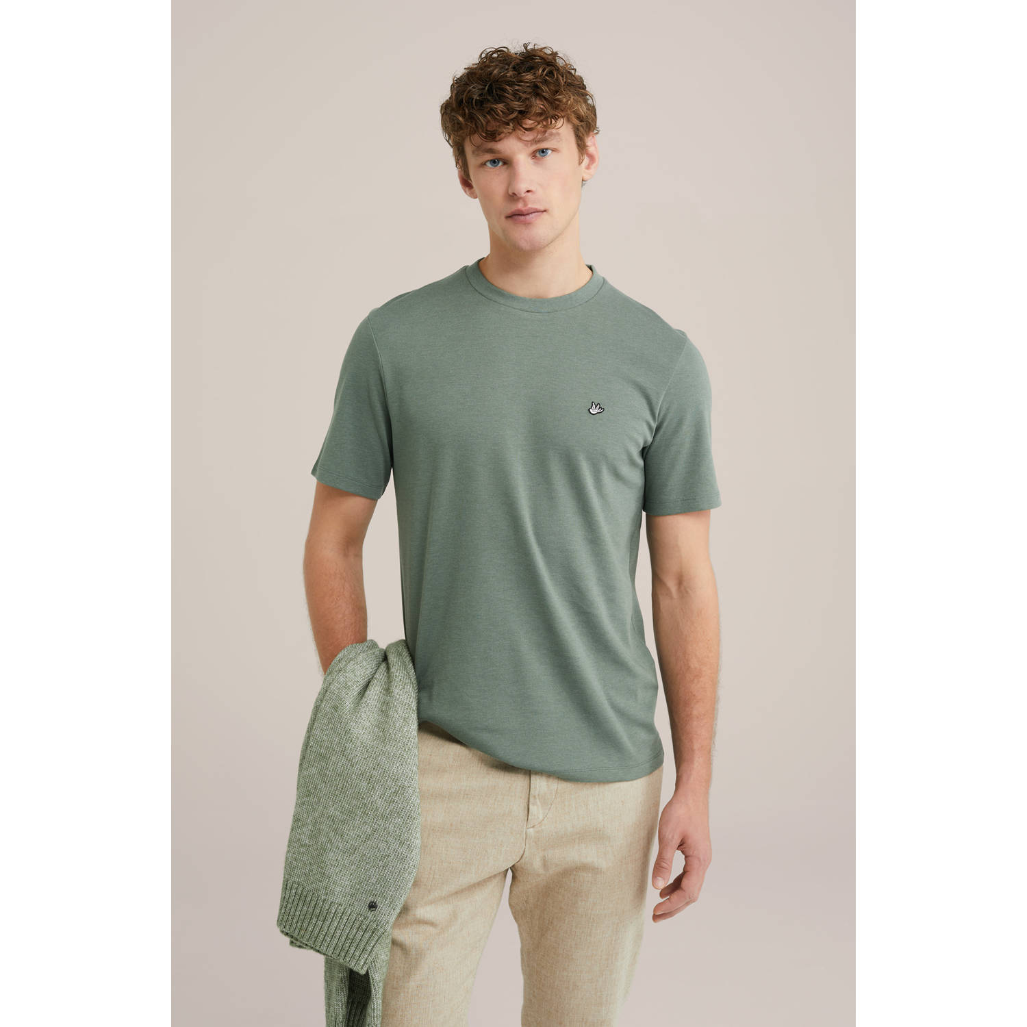 WE Fashion WE Fundamentals slim fit T-shirt groen
