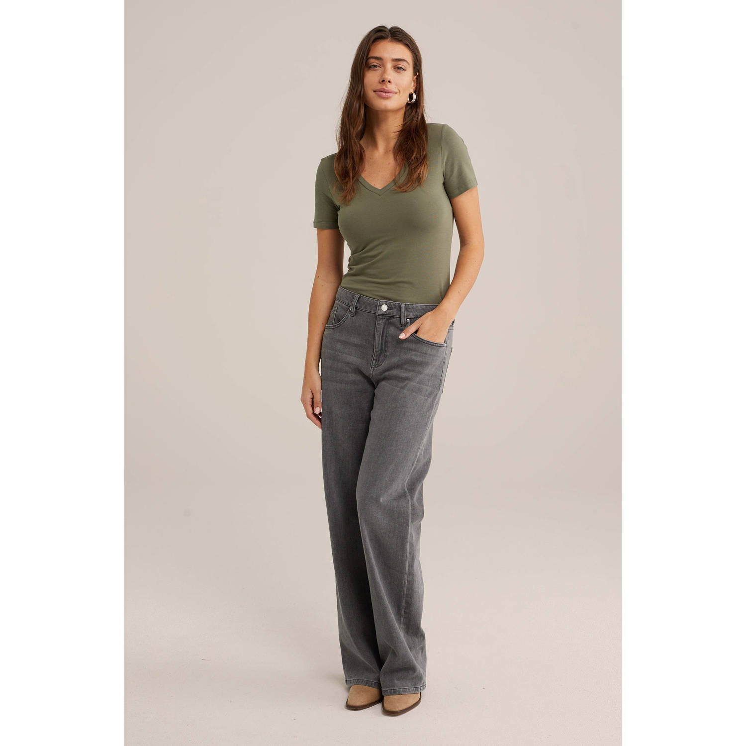 WE Fashion WE Fundamentals T-shirt kaki