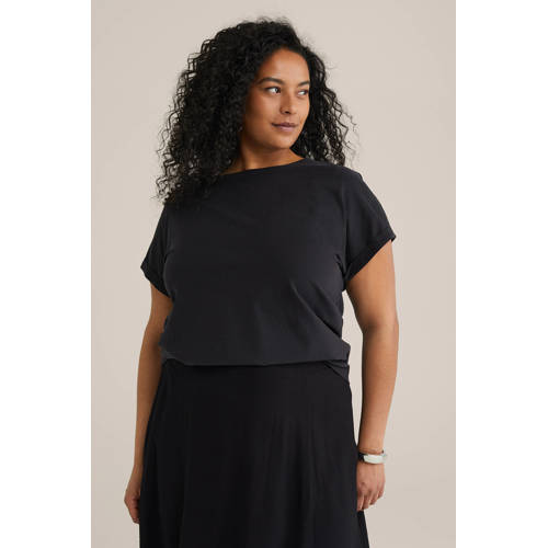 WE Fashion Curve T-shirt zwart afbeelding